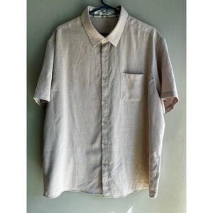 COOFANDY Mens XXL Button Down Short Sleeve Shirt Camp Casual Beige Plaid